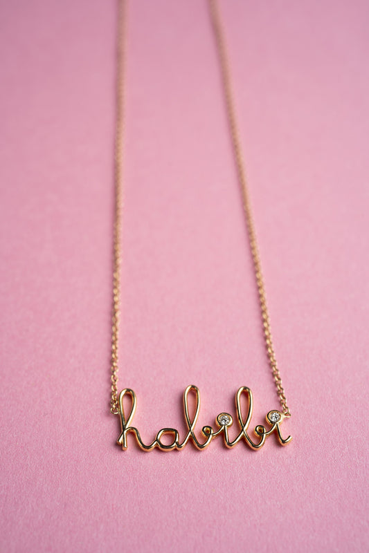 Habibi necklace in gold with diamond by muse concept
